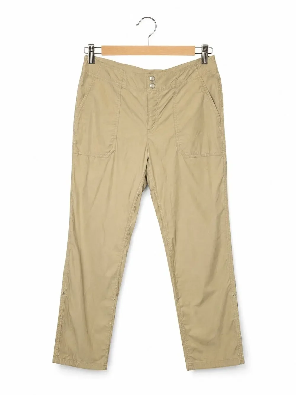 ExOfficio Insect Shield Women’s Khaki Travel Hiking Pants Size 10 Snap Hem